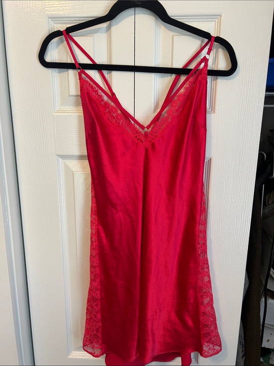 Victoria's Secret Other - Victoria's Secret Hot Pink Satin Lace Chemise